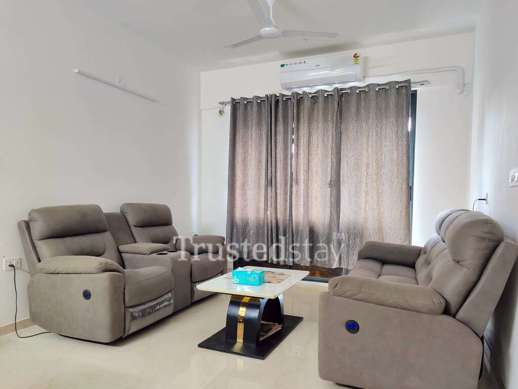 Bedroom of TrustedStay Godrej Urban Park Service Apartment in Powai, Mumbai